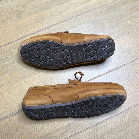 UGG‎ Slippers Mens SZ 10 Loafers Chester Brown Leather Slip On Shoes boho Casual main image 10